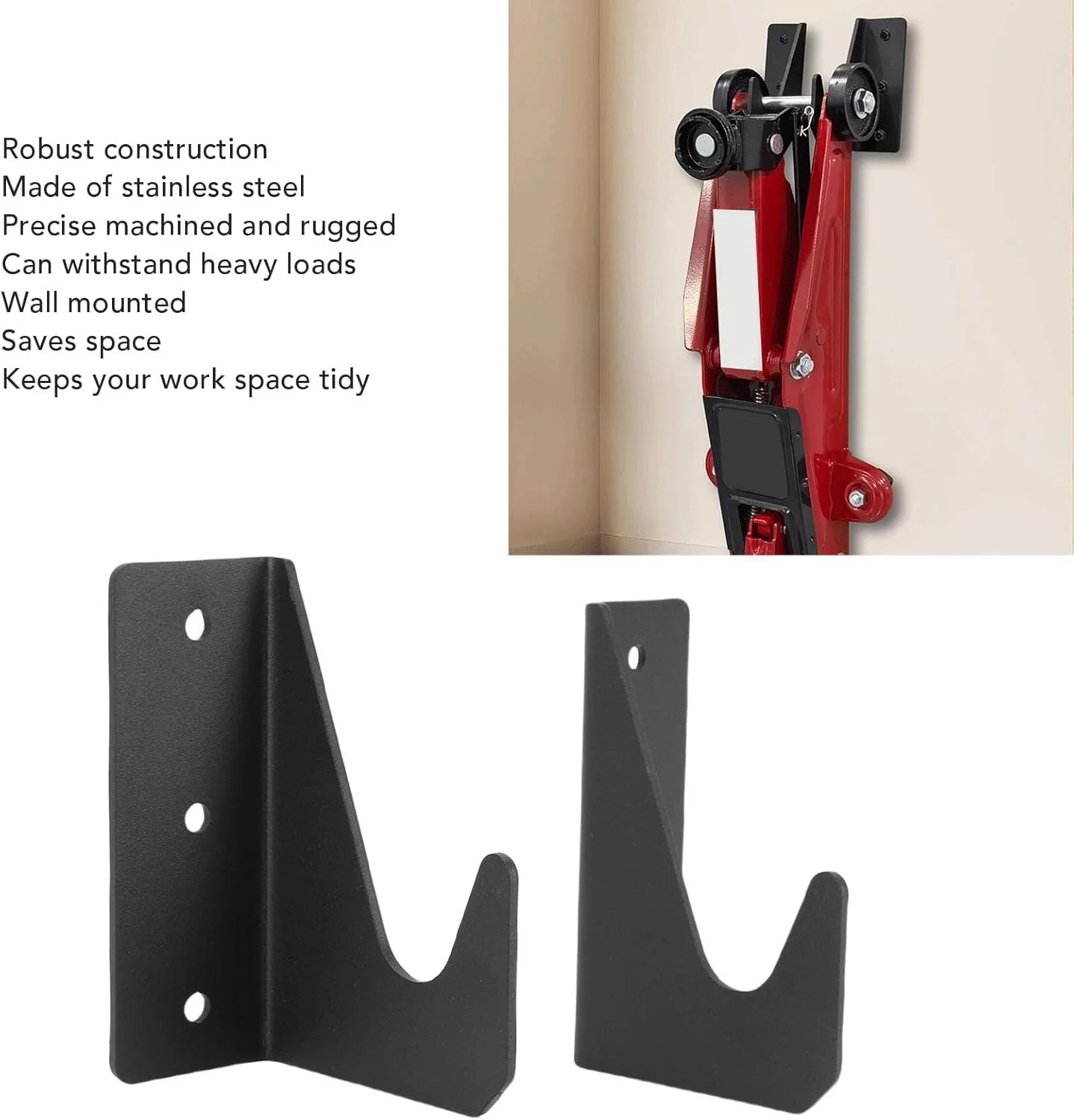 ۲ عدد نگهدارنده دیواری استیل ضد زنگ برای اکثر جک های هیدرولیک، مناسب برای گاراژها، کارگاه ها، اتاق ابزار
