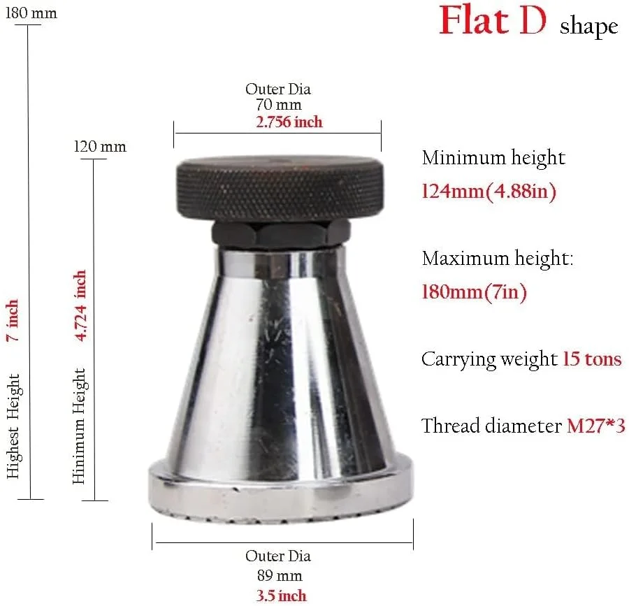 پایه جک پیچی قابل تنظیم فروشگاه سفید، محدوده اندازه 4.88 تا 7 اینچ، ظرفیت 15 تن (D) پایه جک پیچی قابل تنظیم فروشگاه سفید، محدوده اندازه 4.88 تا 7 اینچ، ظرفیت 15 تن (D)