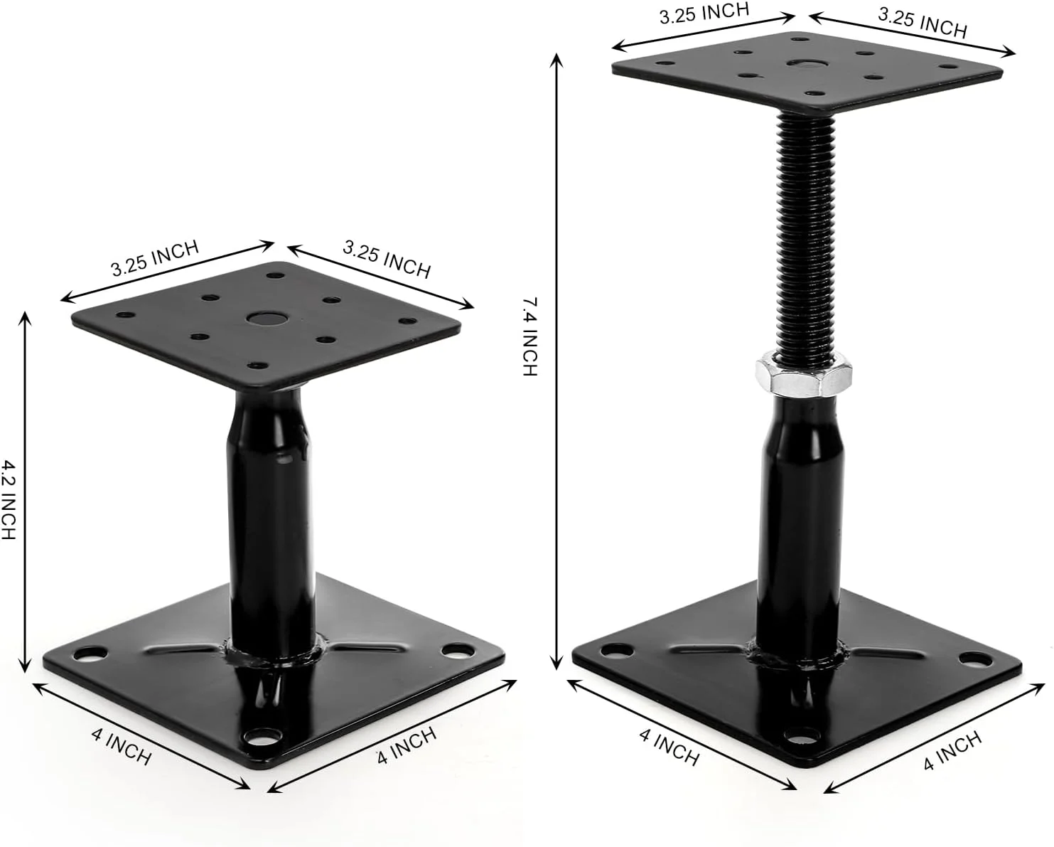پایه های نگهدارنده قابل تنظیم یارلانگ، بسته 4 عددی، جک های پیچی سنگین، پایه جک برای خانه، پایه های جک الوار کف 4 تا 7 اینچ برای تراز و پشتیبانی، صاف کننده کف، فونداسیون عرشه، تثبیت کننده پله RV