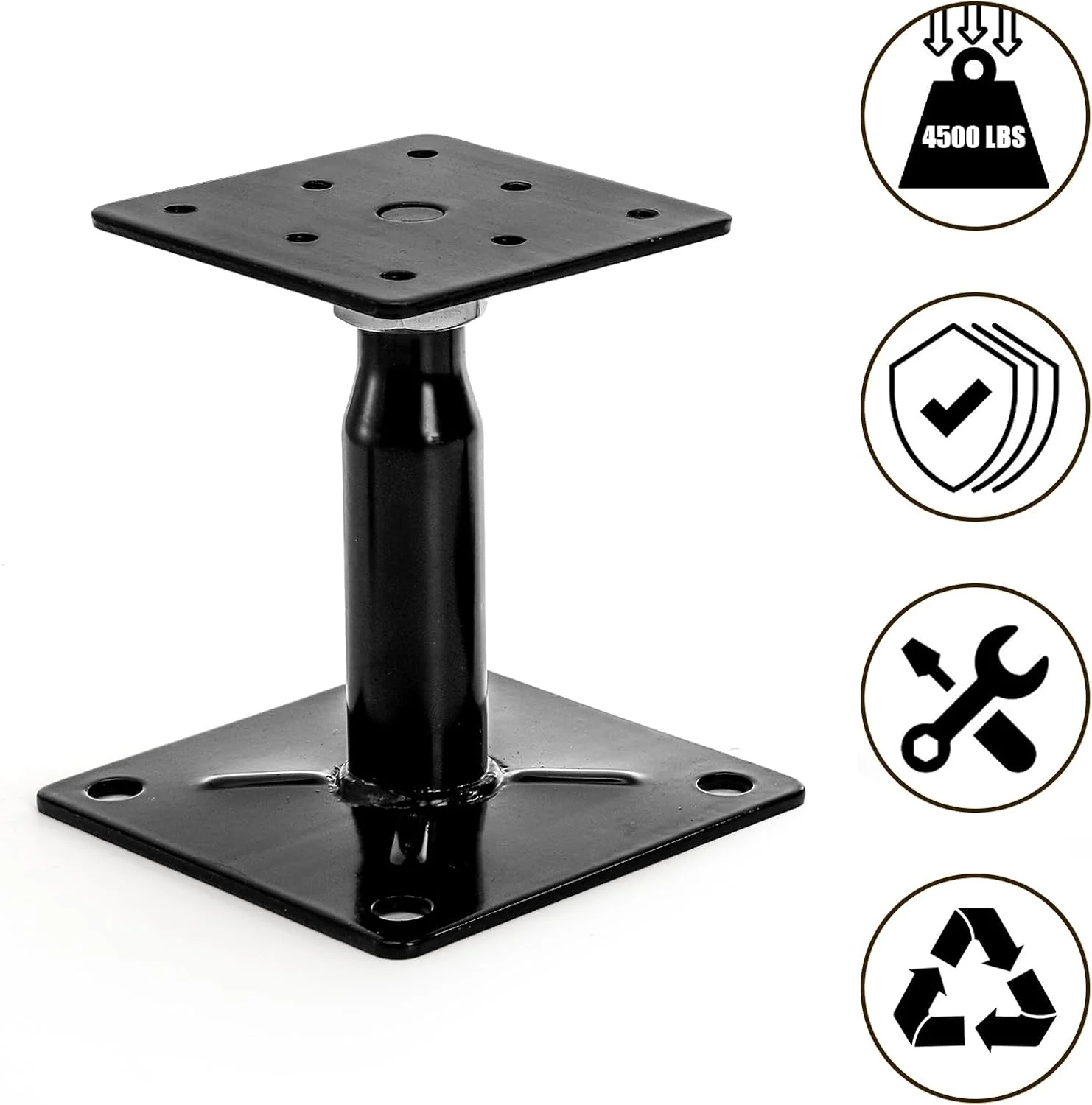 پایه های نگهدارنده قابل تنظیم یارلانگ، بسته 4 عددی، جک های پیچی سنگین، پایه جک برای خانه، پایه های جک الوار کف 4 تا 7 اینچ برای تراز و پشتیبانی، صاف کننده کف، فونداسیون عرشه، تثبیت کننده پله RV