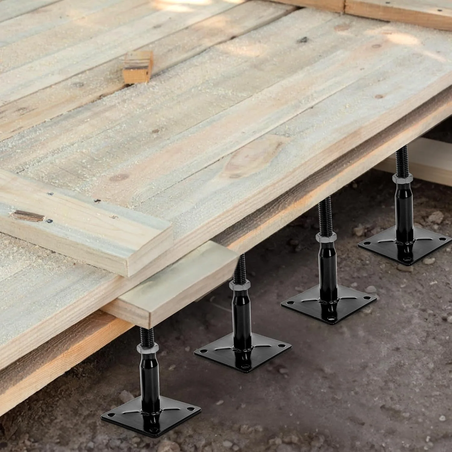 پایه های نگهدارنده قابل تنظیم یارلانگ، بسته 4 عددی، جک های پیچی سنگین، پایه جک برای خانه، پایه های جک الوار کف 4 تا 7 اینچ برای تراز و پشتیبانی، صاف کننده کف، فونداسیون عرشه، تثبیت کننده پله RV