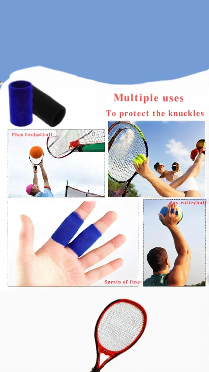 محافظ انگشت شیرین سون 20 عددی - آتل انگشت ورزشی و پشتیبانی از مچ شست - آستین های الاستیک انگشت برای تسکین درد، آرتروز و انگشت ماشه ای (آبی مشکی)