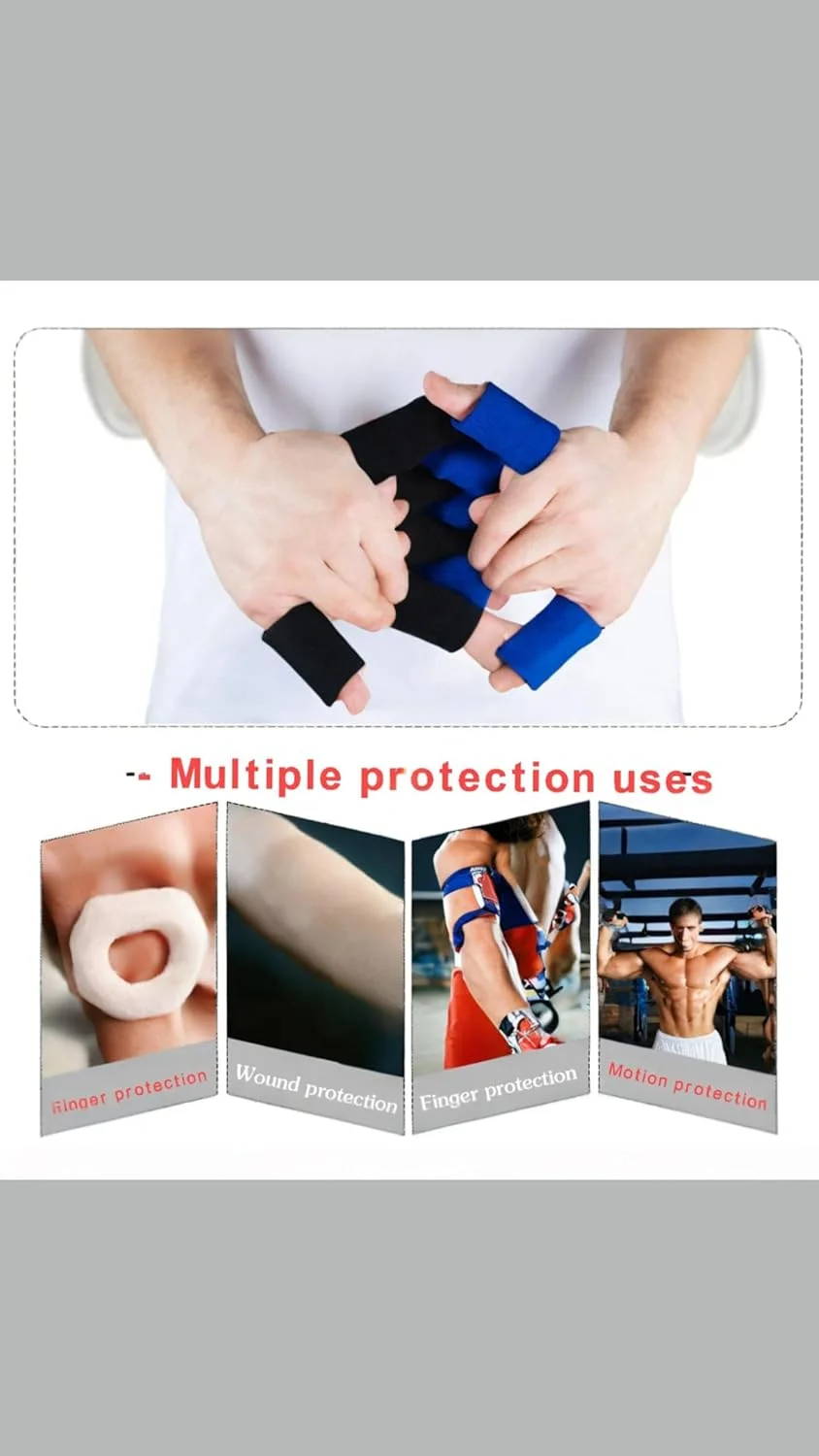 محافظ انگشت شیرین سون 20 عددی - آتل انگشت ورزشی و پشتیبانی از مچ شست - آستین های الاستیک انگشت برای تسکین درد، آرتروز و انگشت ماشه ای (آبی مشکی)