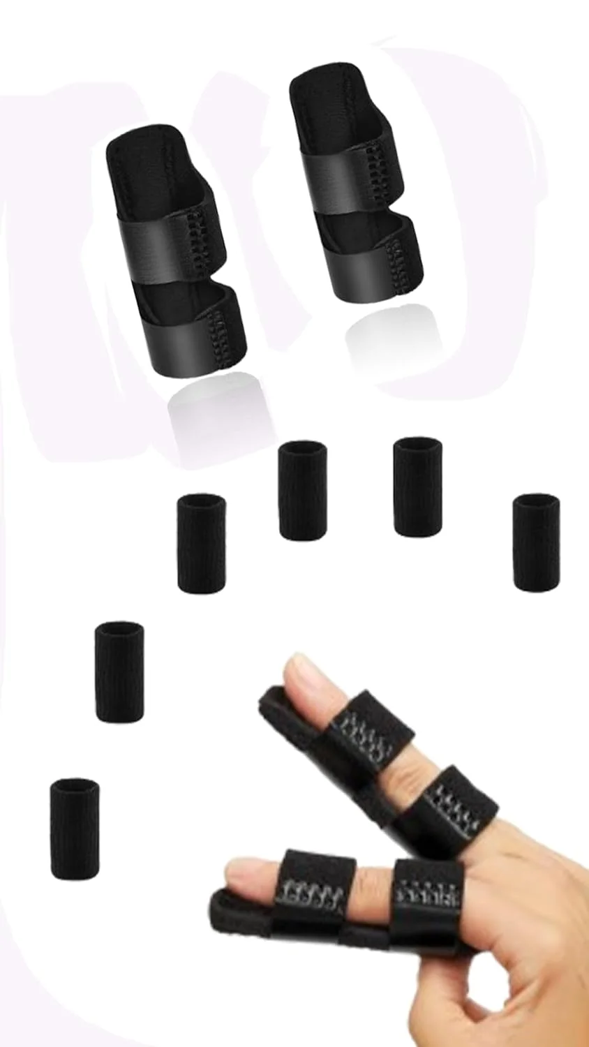 اسپلینت انگشت دو عددی Sweet Seven با 6 آستین نایلونی - بریس حمایتی برای انگشتان آسیب دیده، آرتروز و بی حرکتی مفصل