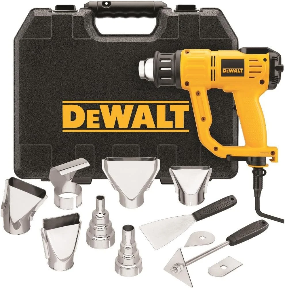 تفنگ حرارتی DEWALT با نمایشگر LCD و جعبه سخت/کیت لوازم جانبی (D26960K)، زرد
