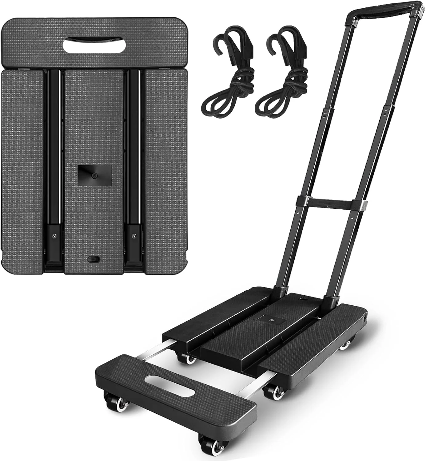 چرخ دستی تاشو 272 کیلوگرمی، چرخ حمل بار سنگین قابل حمل XIBGH، چرخ دستی 6 چرخ با 2 طناب الاستیک، چرخ دستی جمع و جور با صفحه قابل افزایش برای مسافرت، اسباب کشی و استفاده اداری چرخ دستی تاشو 272 کیلوگرمی، چرخ حمل بار سنگین قابل حمل XIBGH، چرخ دستی 6 چرخ با 2 طناب الاستیک، چرخ دستی جمع و جور با صفحه قابل افزایش برای مسافرت، اسباب کشی و استفاده اداری