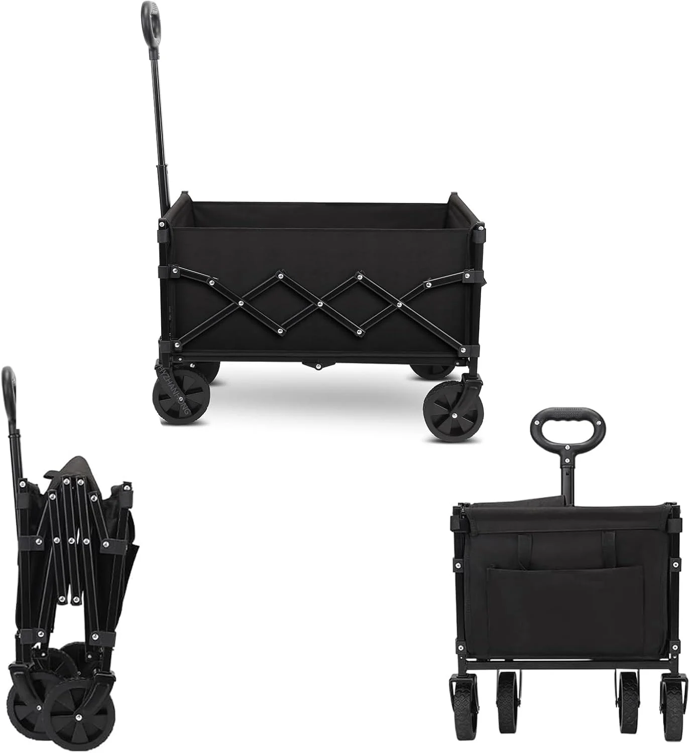 چرخ خرید تاشو چند منظوره HYZHANHONG، وسیله نقلیه چهار چرخ جداشدنی با ظرفیت بار 150 کیلوگرم برای کمپینگ، باغ و خرید (مشکی) چرخ خرید تاشو چند منظوره HYZHANHONG، وسیله نقلیه چهار چرخ جداشدنی با ظرفیت بار 150 کیلوگرم برای کمپینگ، باغ و خرید (مشکی)