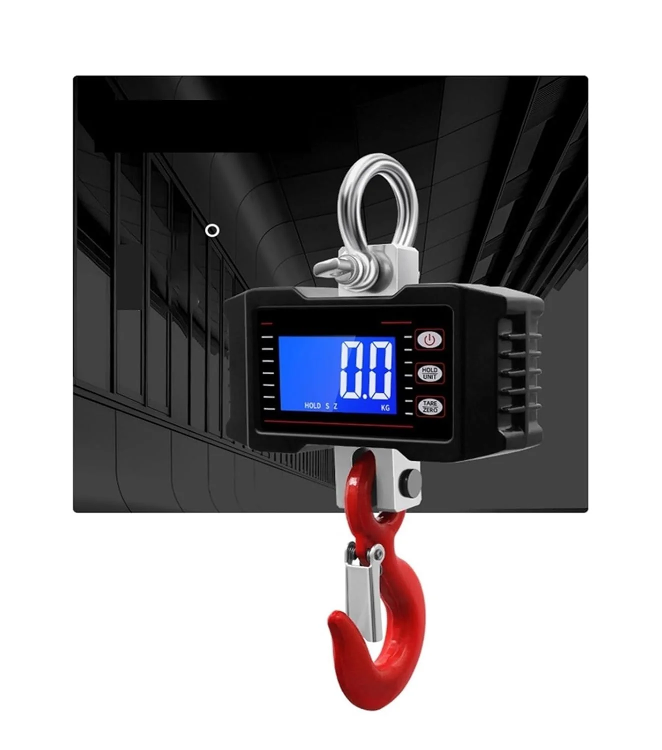 ترازوی آویز دیجیتال جرثقیل، 1000 کیلوگرم/500 کیلوگرم، ترازوی جرثقیل دیجیتال قابل حمل و سنگین، ترازوهای صنعتی با نور پس زمینه LCD با قابلیت تغییر واحد (LCD 1000KG مشکی)