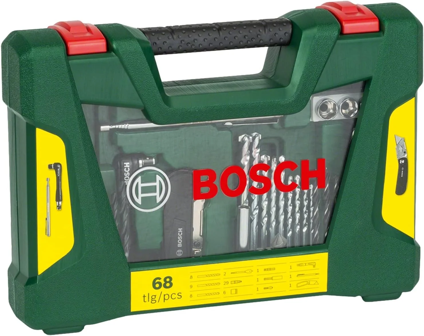 مجموعه 68 عددی مته و سری پیچ گوشتی بوش مدل V-Line به همراه چاقوی تاشو، میله مغناطیسی و پیچ گوشتی زاویه دار مجموعه 68 عددی مته و سری پیچ گوشتی بوش مدل V-Line به همراه چاقوی تاشو، میله مغناطیسی و پیچ گوشتی زاویه دار