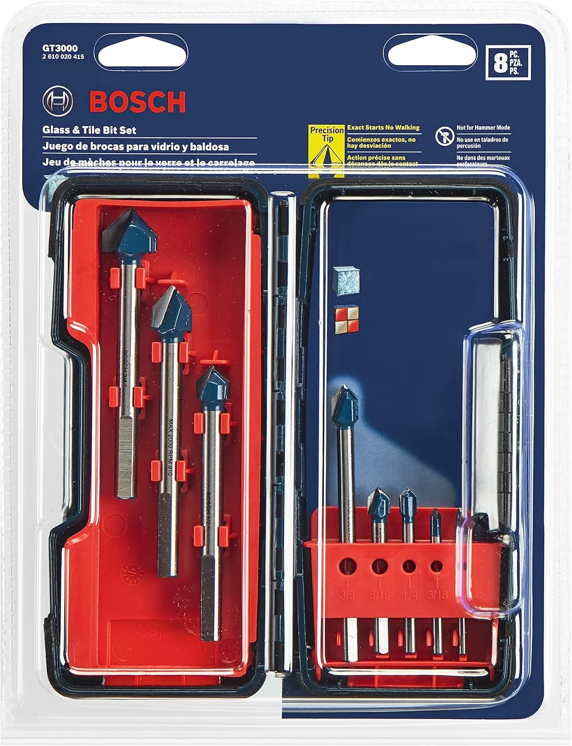 مجموعه ۸ عددی مته کاربیدی الماسه بوش مدل GT3000 مناسب برای سوراخکاری سریع شیشه و کاشی به همراه جعبه نگهداری مجموعه ۸ عددی مته کاربیدی الماسه بوش مدل GT3000 مناسب برای سوراخکاری سریع شیشه و کاشی به همراه جعبه نگهداری