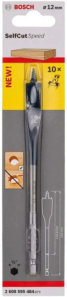 مته تخت سرعتی بوش مدل 2608595484، دنباله شش گوش، 12 میلی متر در 152 میلی متر مته تخت سرعتی بوش مدل 2608595484، دنباله شش گوش، 12 میلی متر در 152 میلی متر