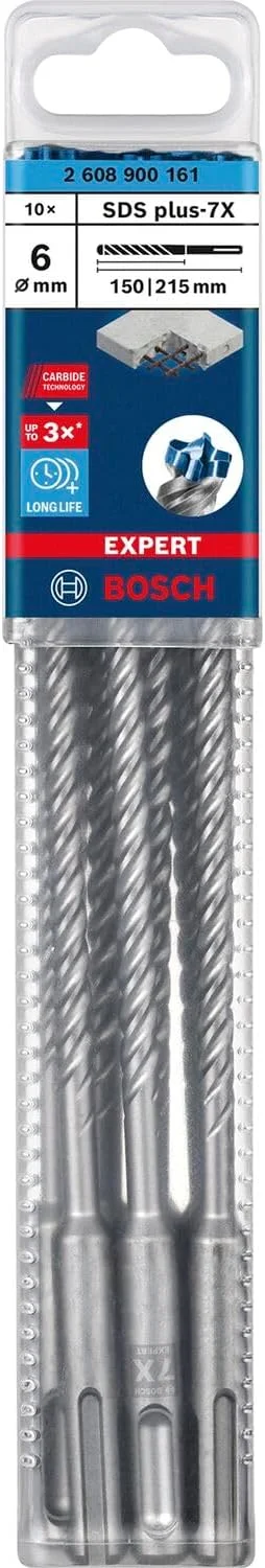 مته های چکش تخریب بوش Expert SDS plus-7X سایز 6 x 150 x 215 میلی متر بسته 10 عددی مته های چکش تخریب بوش Expert SDS plus-7X سایز 6 x 150 x 215 میلی متر بسته 10 عددی