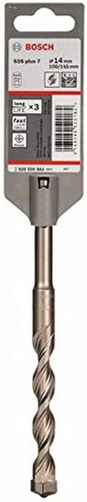مته الماسه SDS-Plus-7 بوش 2608585944، سایز 14 میلیمتر در 100 میلیمتر در 165 میلیمتر، نقرهای مته الماسه SDS-Plus-7 بوش 2608585944، سایز 14 میلیمتر در 100 میلیمتر در 165 میلیمتر، نقرهای