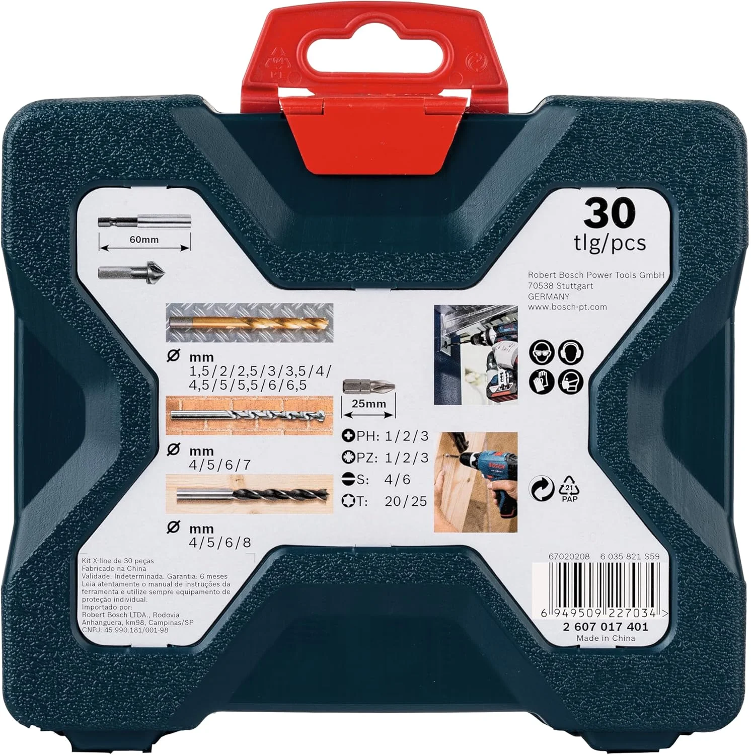 مجموعه ۳۰ عددی مته و سری پیچ گوشتی بوش پروفشنال، Xline آبی، مته های فلز، چوب و مصالح ساختمانی، سری پیچ گوشتی، مته خزینه و یک نگهدارنده یونیورسال