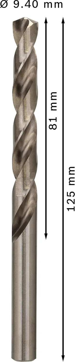 مته فلز HSS-G بوش مدل 2608585518 Din338، 9.4 میلی متر × 81 میلی متر × 125 میلی متر، نقره ای، بسته 5 عددی