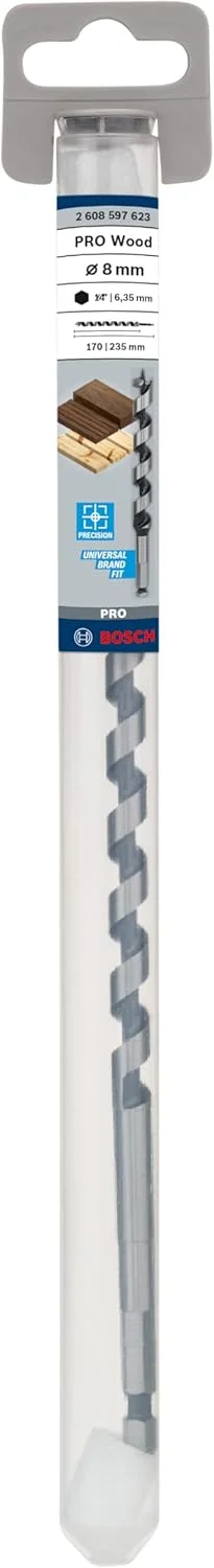 مته چوب بر یک عددی بوش PRO (مناسب چوب نرم و سخت، قطر 8 میلی متر، لوازم جانبی حرفه ای دریل/پیچ گوشتی چرخشی)