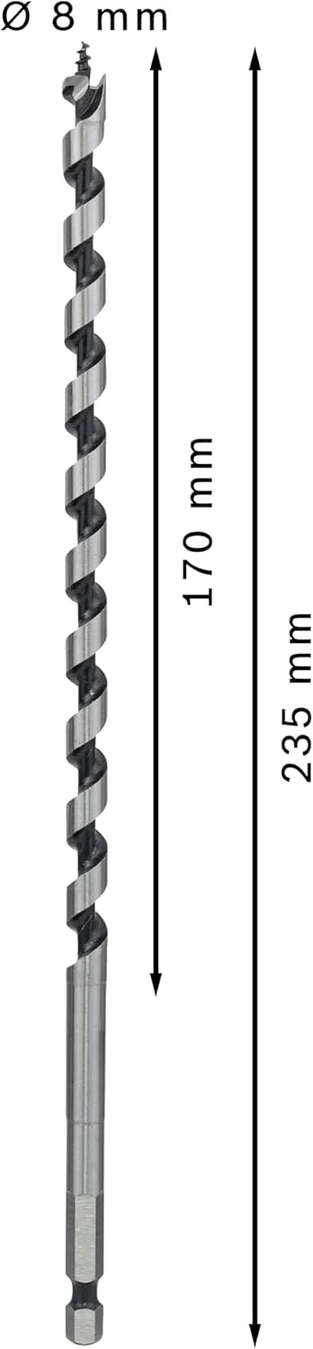 مته چوب بر یک عددی بوش PRO (مناسب چوب نرم و سخت، قطر 8 میلی متر، لوازم جانبی حرفه ای دریل/پیچ گوشتی چرخشی)