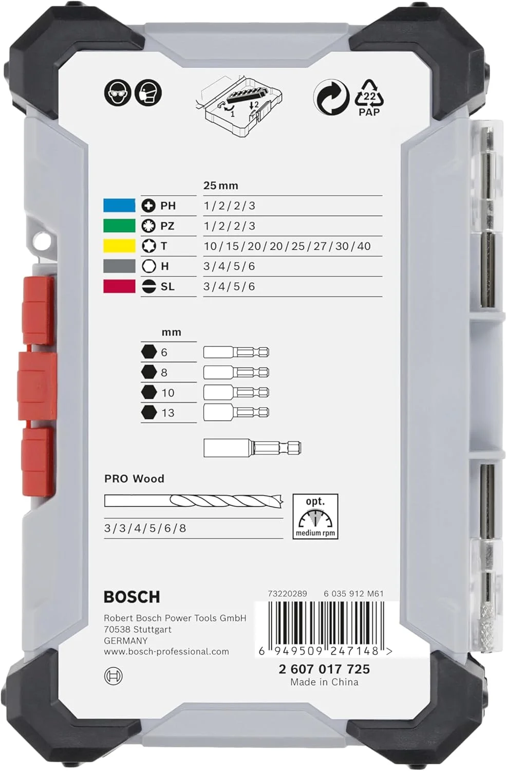 مجموعه ۳۵ عددی سری پیچ گوشتی سخت و مته چوب بوش (۱۹۷ x ۱۱۰.۵ میلی متر، لوازم جانبی حرفه ای پیچ گوشتی، مته)
