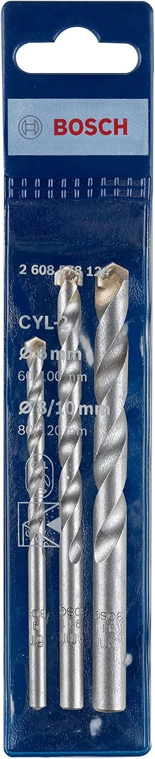 مجموعه مته ضربه ای / مته الماسه بوش پروفشنال با قطرهای 6 میلی متر، 8 میلی متر، 10 میلی متر، بسته 3 عددی