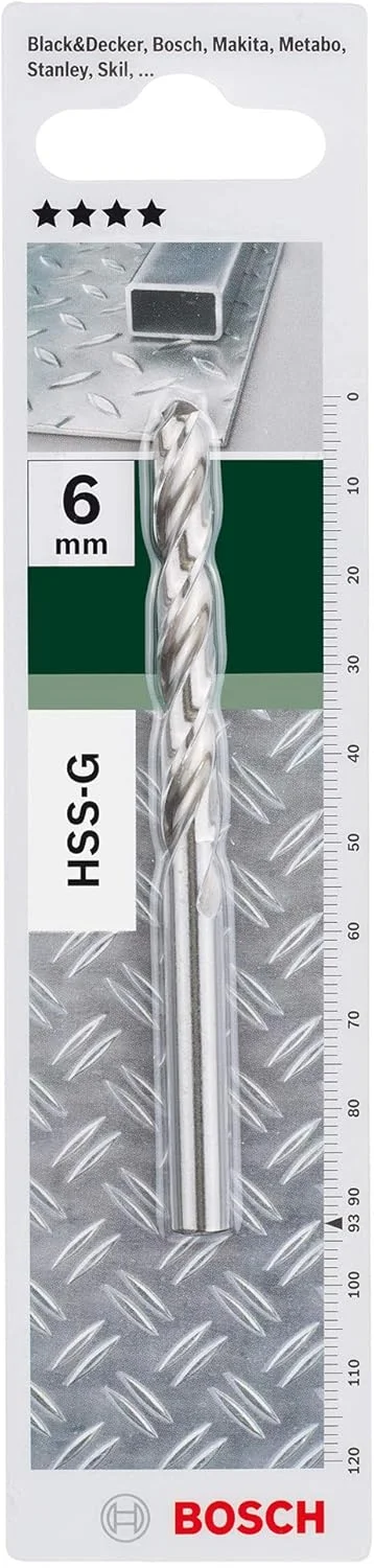 مته فلز HSS-G بوش، یک عددی (مناسب فلز، پلاستیک سخت، 6 x 57 x 93 میلی‌متر، لوازم جانبی دریل)