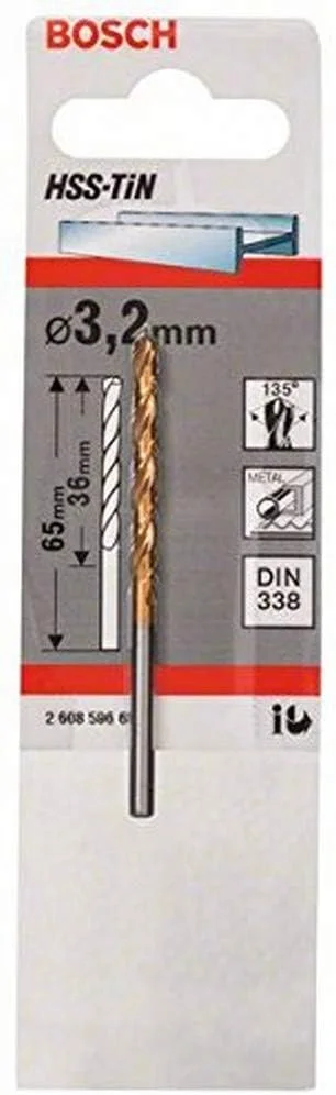 مته فلز HSS-TiN بوش پروفشنال 2608596683، استاندارد DIN 338