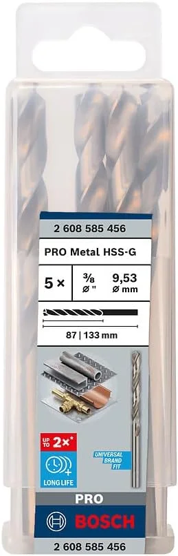 مته فلز HSS-G بوش 2608585456، 3/8 اینچ × 3.21/32 اینچ × 5 اینچ مته فلز HSS-G بوش 2608585456، 3/8 اینچ × 3.21/32 اینچ × 5 اینچ