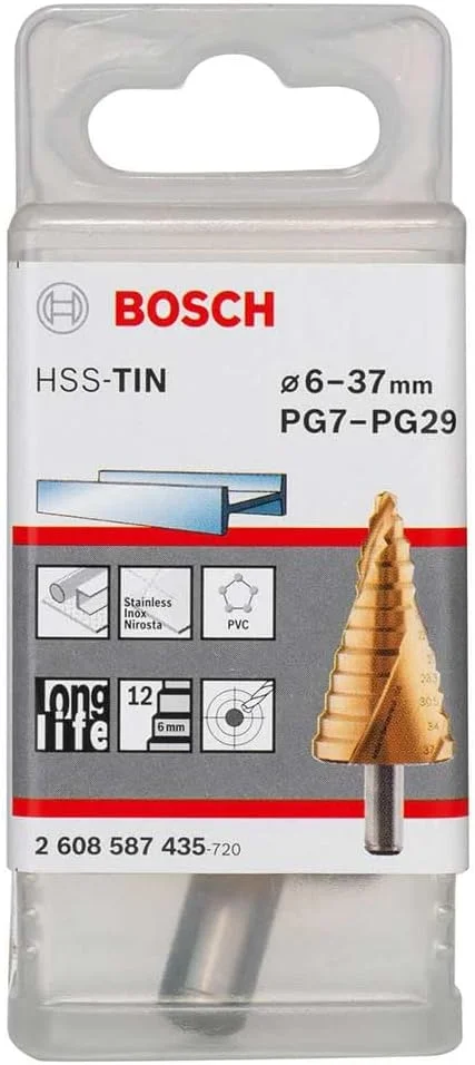 مجموعه مته پله ای فلز HSS-Tin بوش 2608587435، 6 میلی متر - 37 میلی متر، طلایی مجموعه مته پله ای فلز HSS-Tin بوش 2608587435، 6 میلی متر - 37 میلی متر، طلایی