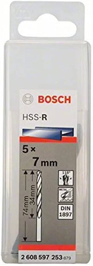 مته های ته گرد حرفه ای بوش 2608597253، HSS-R، DIN 1897 مته های ته گرد حرفه ای بوش 2608597253، HSS-R، DIN 1897