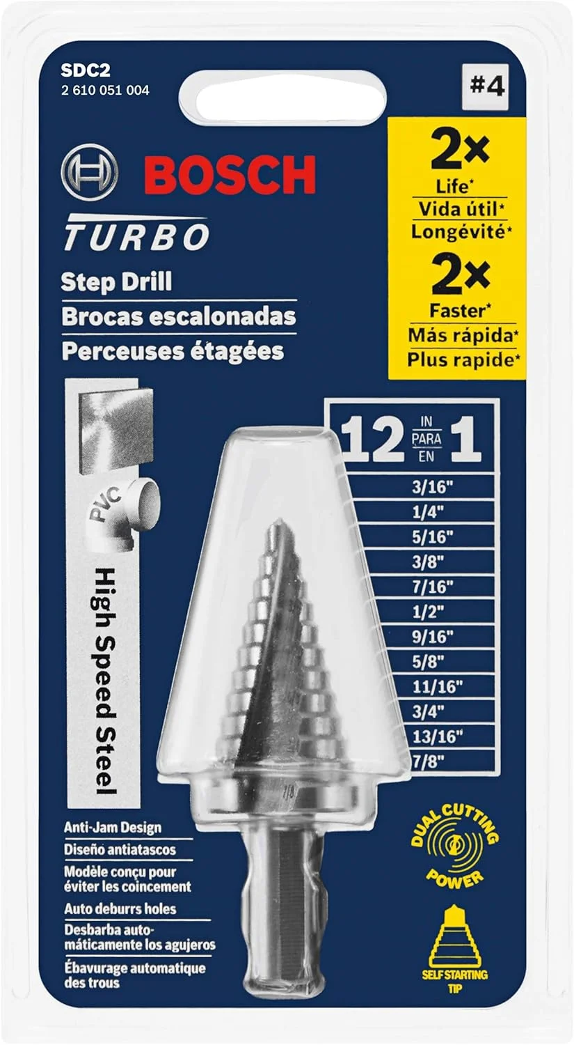 مته پله ای توربو فولاد تندبر بوش SDC2، 3/16 اینچ تا 7/8 اینچ