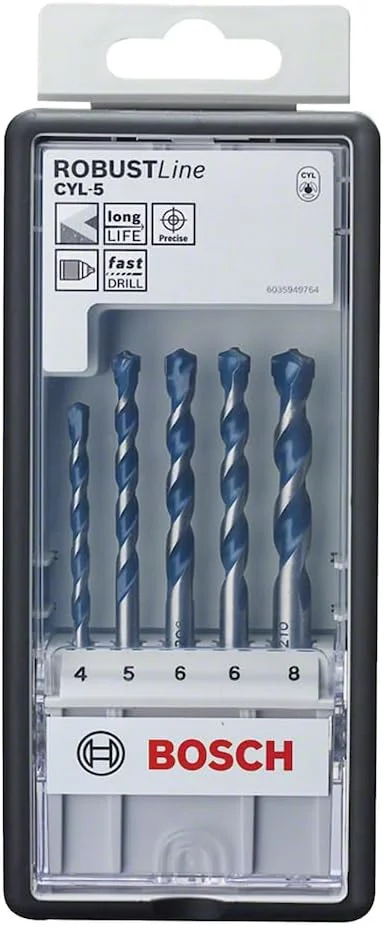 مجموعه 5 عددی مته بتن CYL-5 بوش Robust-Line، سایز 4 تا 8 میلی متر، مدل 2608588165