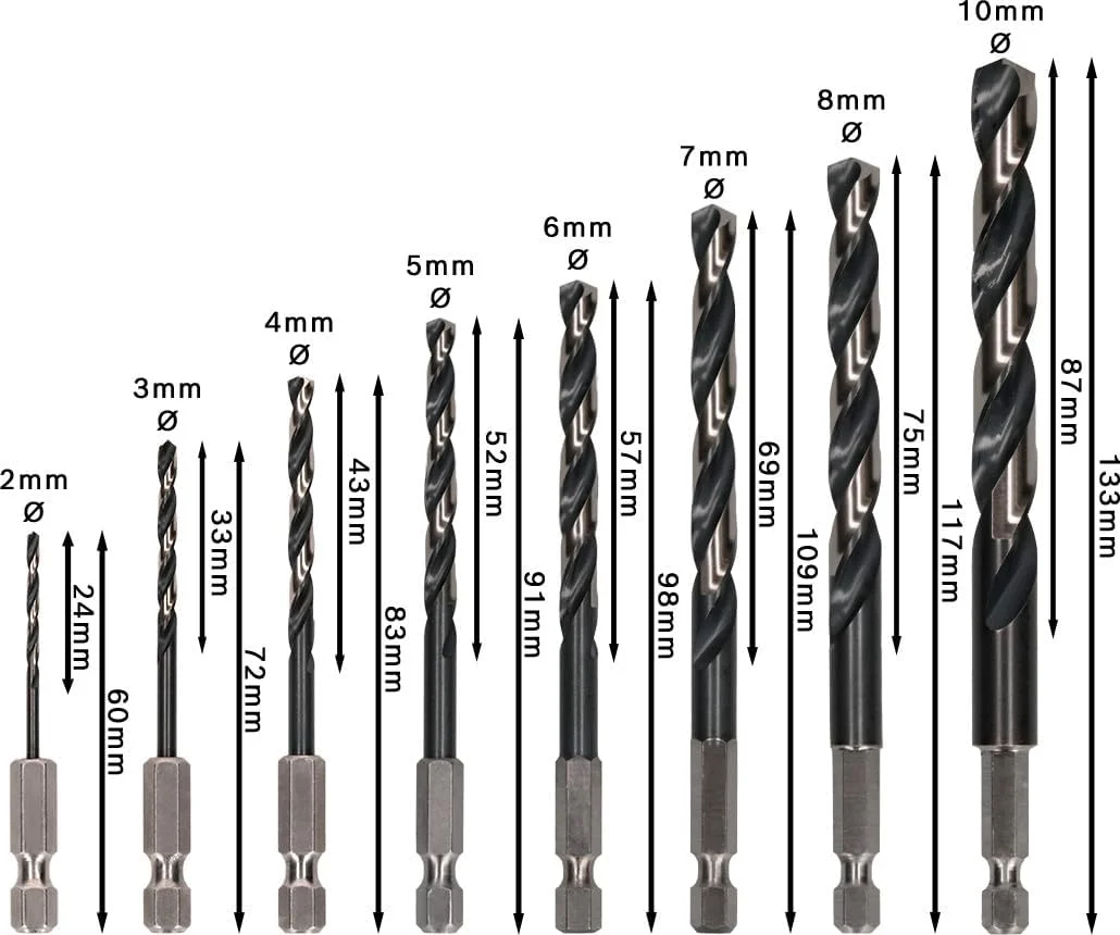 مجموعه 8 عددی مته مارپیچی HSS Impact Control بوش پروفشنال 2608577139 (مناسب فلزات، لوازم جانبی دریل چکشی)، GR، سایز