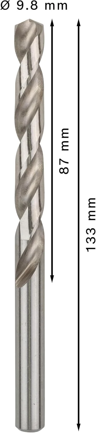 مته فلز HSS-G بوش مدل 2608595338، سایز 9.8 میلیمتر × 87 میلیمتر × 133 میلیمتر مته فلز HSS-G بوش مدل 2608595338، سایز 9.8 میلیمتر × 87 میلیمتر × 133 میلیمتر