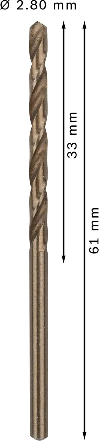مته فلز HSS-Co بوش 2,8 میلی متر، 10 عددی، برنزی مته فلز HSS-Co بوش 2,8 میلی متر، 10 عددی، برنزی