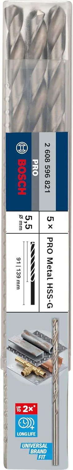مته فلز HSS-G بوش 2608596821 DIN340، 5.5 میلی متر × 91 میلی متر × 139 میلی متر مته فلز HSS-G بوش 2608596821 DIN340، 5.5 میلی متر × 91 میلی متر × 139 میلی متر