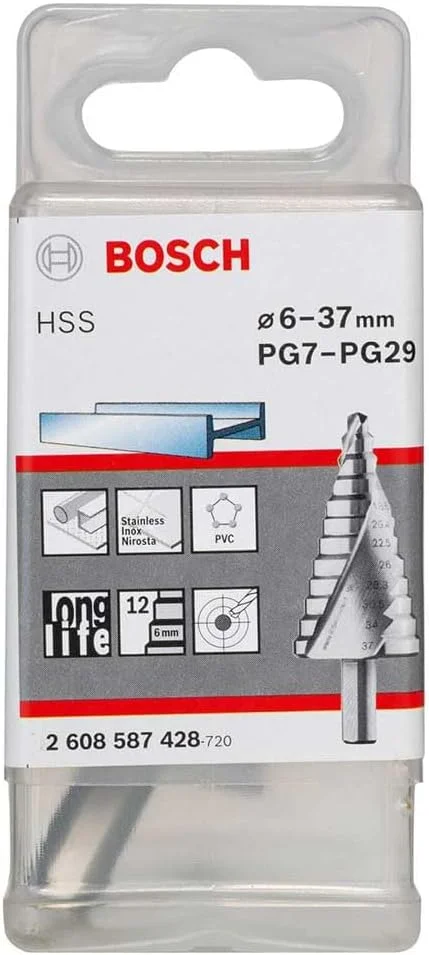 مجموعه مته پله ای فلز HSS بوش 2608587428، 6 میلی متر - 37 میلی متر مجموعه مته پله ای فلز HSS بوش 2608587428، 6 میلی متر - 37 میلی متر