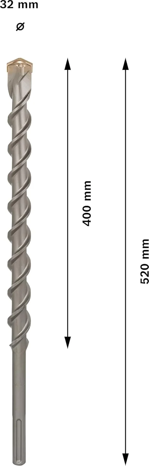 مته چکش SDS-max-9 سنگ طبیعی بوش 1618596505، 32 میلی متر x 400 میلی متر x 520 میلی متر