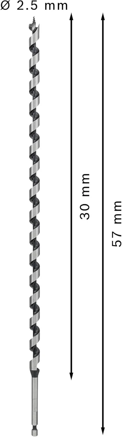 مته مارپیچ بوش با ساق هگز، 12 میلی‌متر × 360 میلی‌متر × 450 میلی‌متر، نقره‌ای