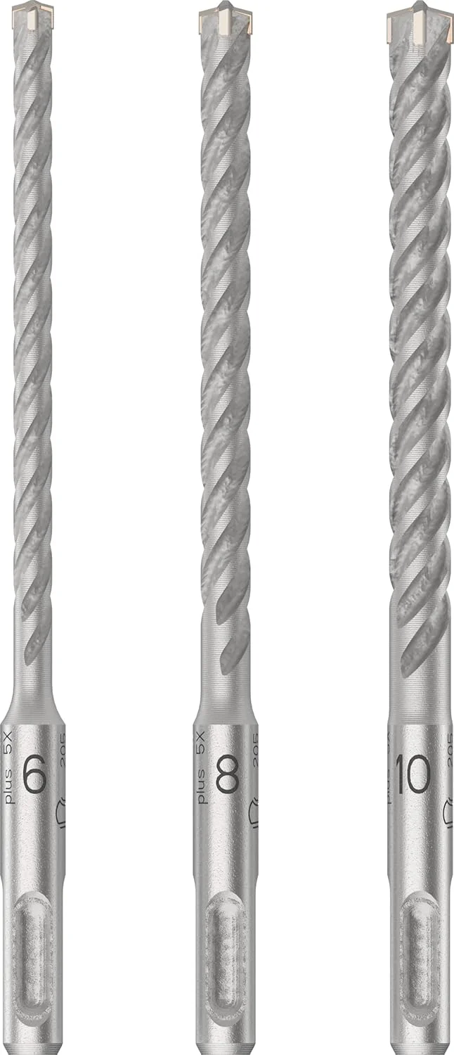 مجموعه ۳ عددی مته بتن کن بوش مدل SDS-PLUS-5X سایزهای ۶، ۸ و ۱۰