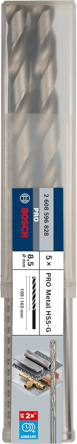 مته فلز HSS-G بوش 2608596828 DIN340، 8.5 میلی متر × 109 میلی متر × 165 میلی متر