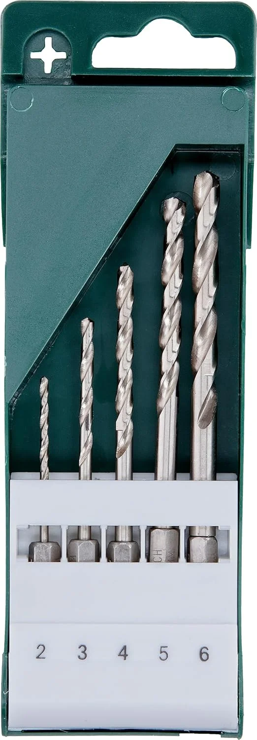 مجموعه مته فلز بوش 2609255127، 5 عددی، فولاد تندبر G، با شفت شش گوش 2-3-4-5-6، اتصال مادگی مخروطی، زاویه 135 درجه، HEX 3126-E 6.4
