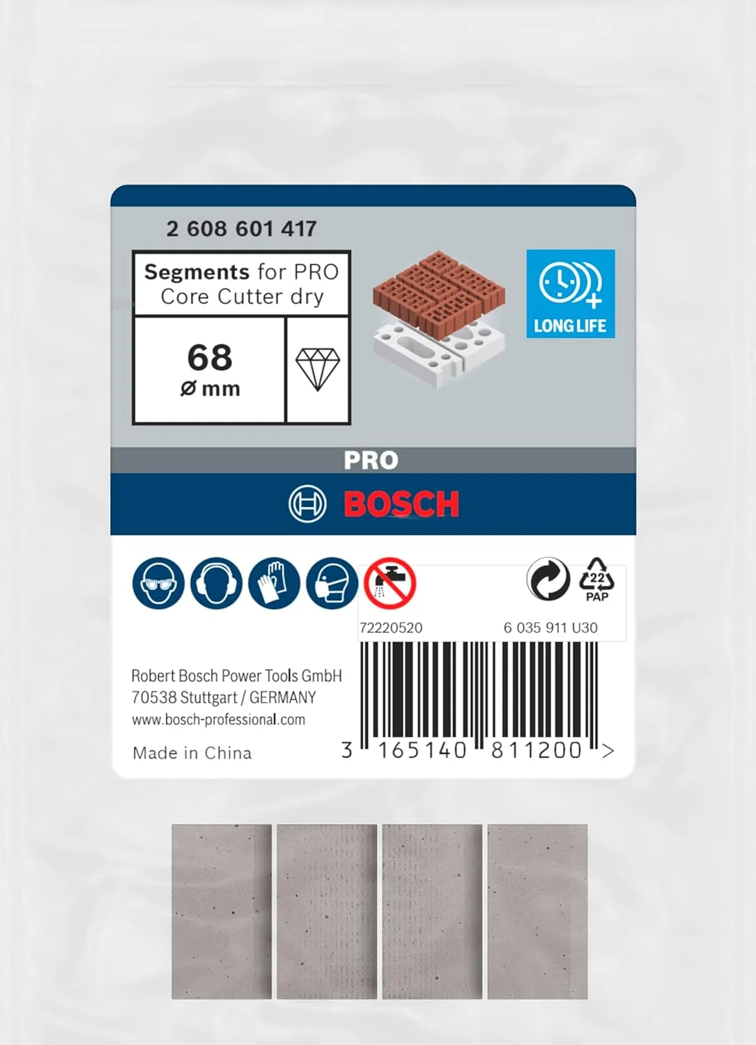 قطعه الماسه مته کرگیری تر بوش مدل 2608601417 سایز 68 میلی متر