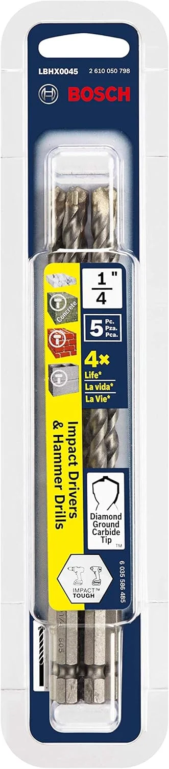 مجموعه 5 عددی مته الماسه 1/4 اینچ بوش با ساق شش گوش 6 اینچی مدل LBHX0045