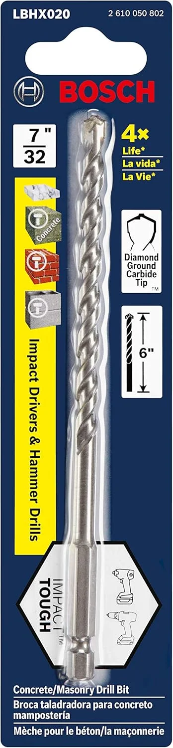 مته الماسه 7/32 اینچ در 6 اینچ بوش با دنباله شش گوش برای دریل چکشی، مدل LBHX020