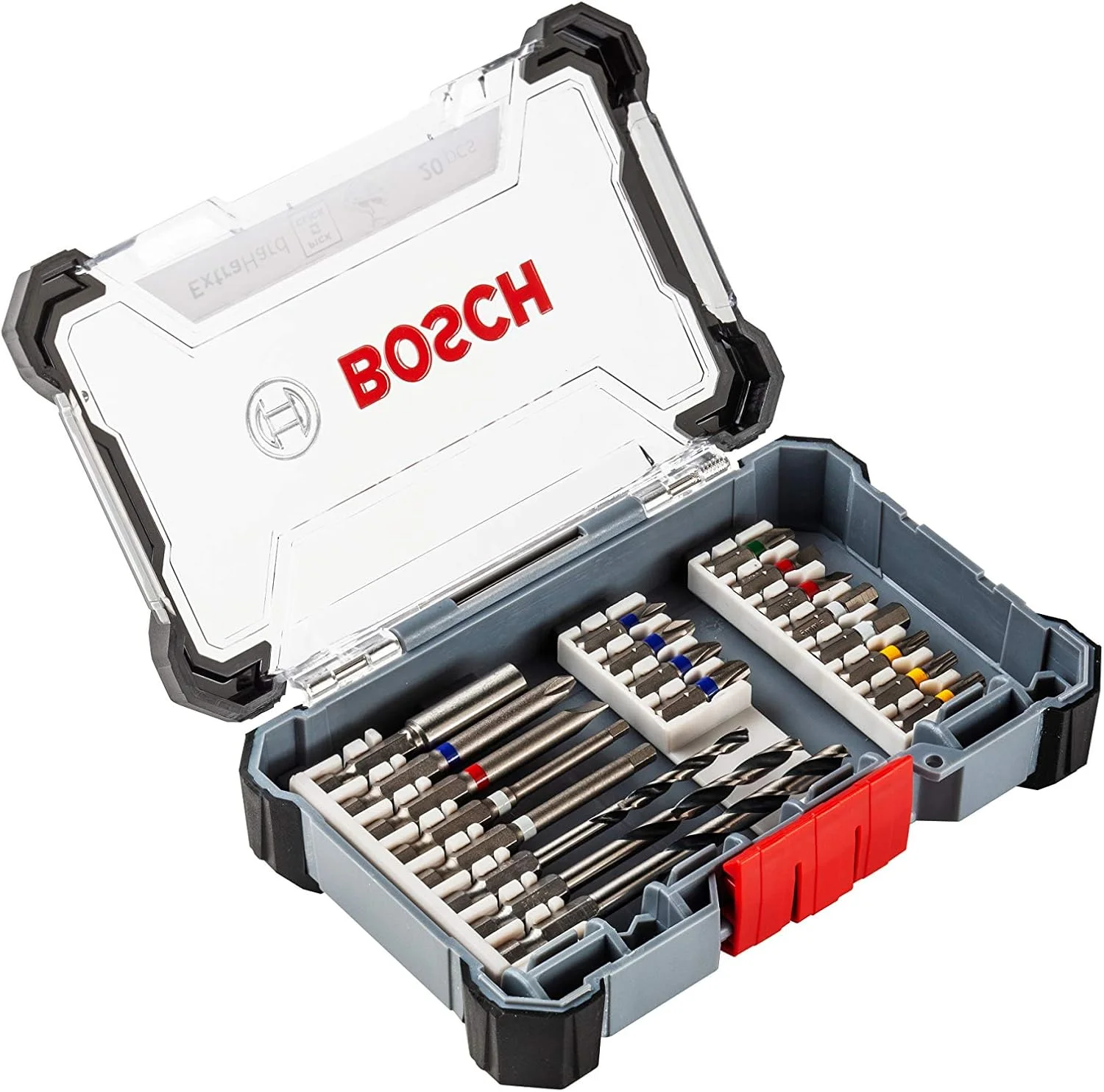 مجموعه مته و سری پیچ گوشتی بوش مدل Pick & Click Extra Hard، فولاد اصلاح شده S2، برای پیچ کاری و مهره کاری (20 عددی)