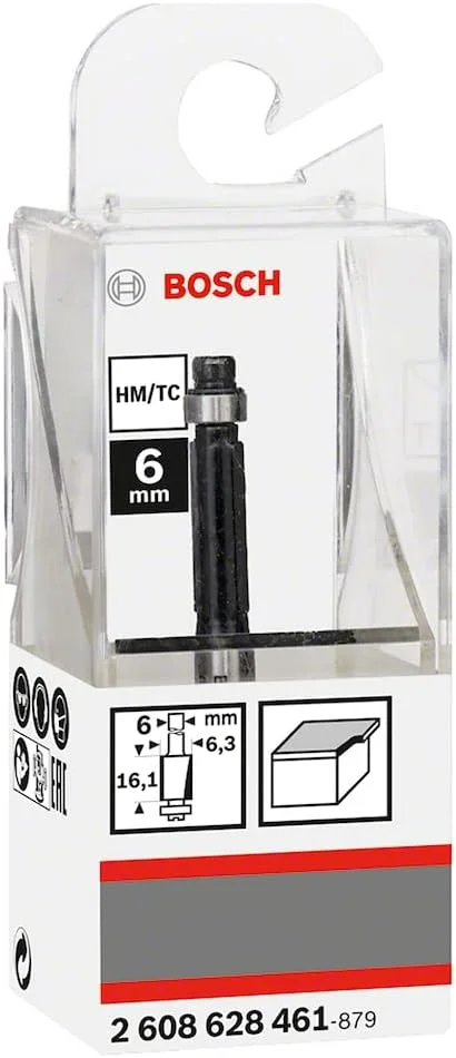 افزایش طول مته بوش 6 میلی متر، D1 6,35 میلی متر، L 16,1 میلی متر، G 54 میلی متر