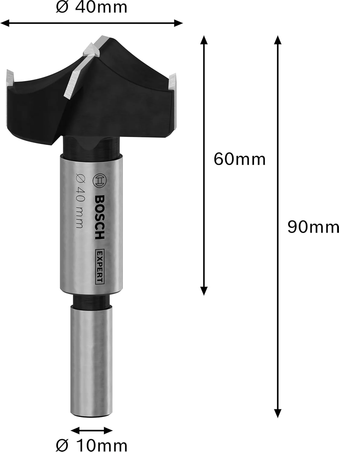 مته سوراخ لولای چوب ورقه ای بوش مدل Expert، مناسب برای پنل های روکش پلاستیکی، تخته مبلمان چوب جامد، 40.00 میلی متر، لوازم جانبی حرفه ای برای دریل ایستاده