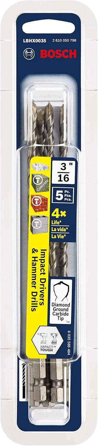 مجموعه 5 عددی مته الماسه 3/16 اینچ در 6 اینچ بوش با دنباله شش گوش مدل LBHX0035