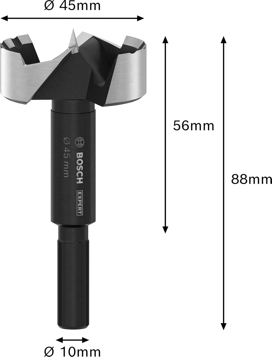 مته گازور چوب بوش سری Expert، مناسب چوب نرم و سخت، قطر 45 میلی‌متر