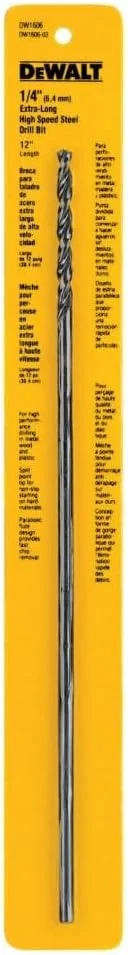 مته‌ی اکسید سیاه بسیار بلند دیوالت DW1606، سایز 1/4 اینچ در 12 اینچ