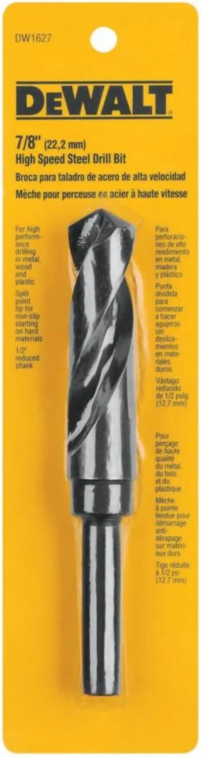 مته پیچشی اکسید سیاه 7/8 اینچی DEWALT DW1627 با ساق کاهنده 1/2 اینچی